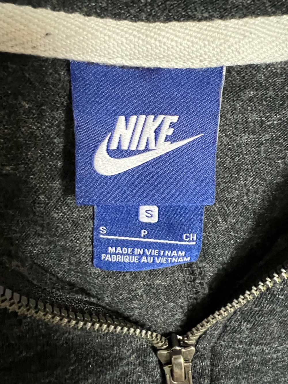 Nike Charcoal Gray Full-Zip Hoodie with White Logo - Picture 2 of 3